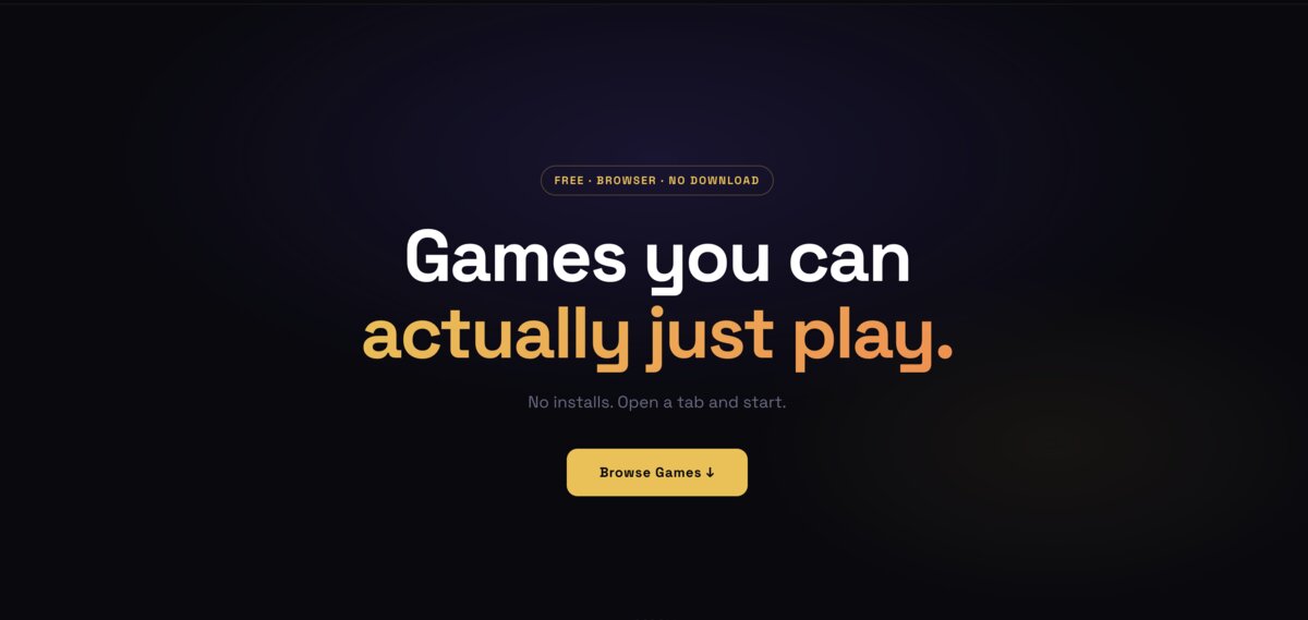 jawn.games homepage: Games you can actually just play — free, browser, no download